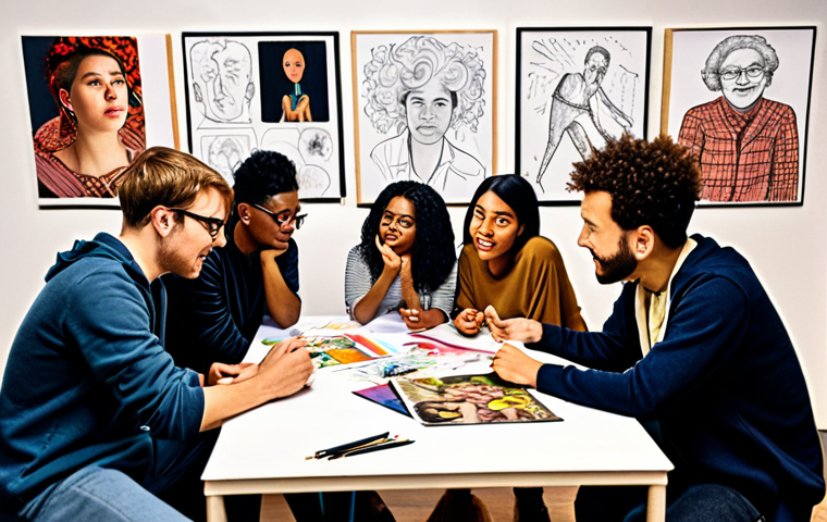 **
A vibrant brainstorming session with diverse creatives, surrounded by mood boards and sketches. Focus on the energy and collaboration, showing people from different backgrounds contributing ideas. The scene should convey a sense of innovation and excitement.
**