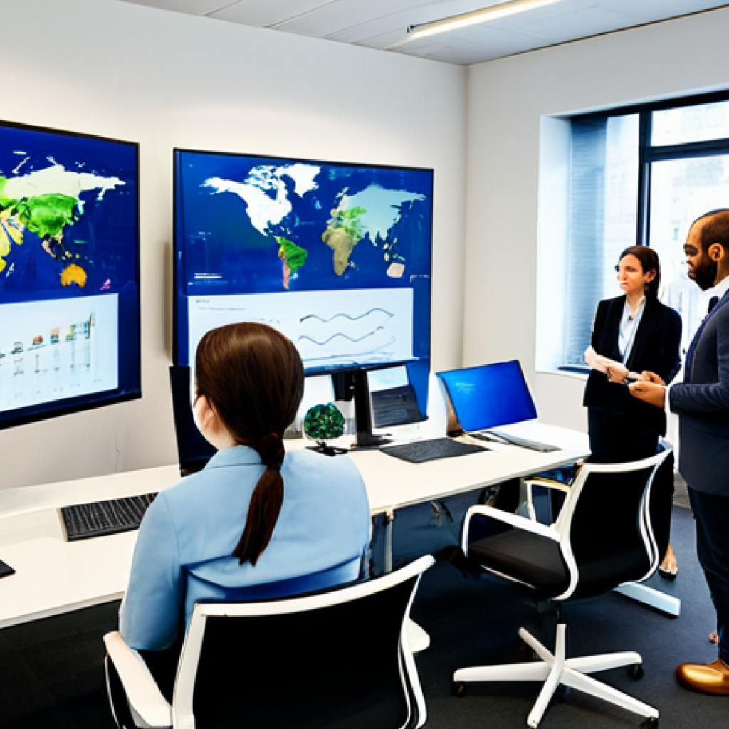 A diverse group of professional adults from various cultural backgrounds, fully clothed in modest business attire, collaborating actively in a modern, brightly lit global creative hub. They are engaged in a virtual meeting, with multiple large screens displaying team members from different continents and shared project documents. The atmosphere is highly productive, innovative, and dynamic, with subtle motion blur suggesting activity. The setting features sleek, minimalist office furniture and subtle global map graphics in the background, symbolizing worldwide connectivity and the flow of ideas. Professional photography, high resolution, soft studio lighting, safe for work, appropriate content, perfect anatomy, correct proportions, natural pose, well-formed hands, proper finger count, natural body proportions.