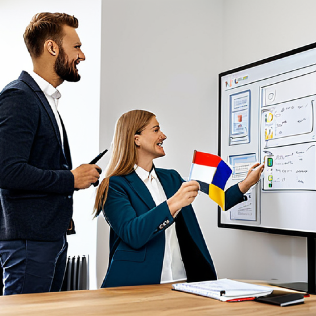 **

"A diverse team of fully clothed professionals collaborating around a digital whiteboard in a modern, open-plan office, safe for work, appropriate content, perfect anatomy, natural proportions, professional atmosphere, modest attire, family-friendly. Focus on brainstorming and idea generation. German flags subtly incorporated into the office decor. Image should convey innovation and teamwork."

**