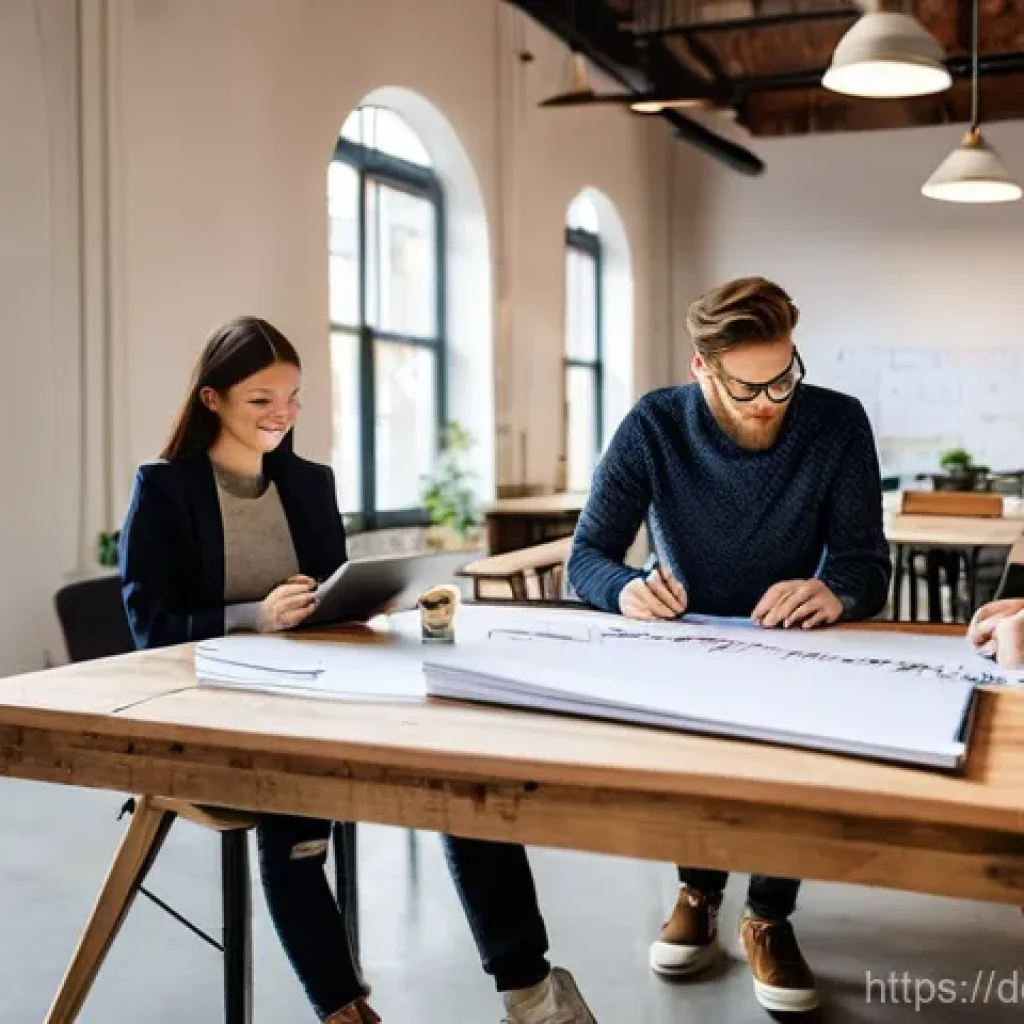 크리에이티브 허브와 창의적 교육의 중요성 - **Prompt:** A vibrant, sunlit co-working space located within a beautifully repurposed historic indu...