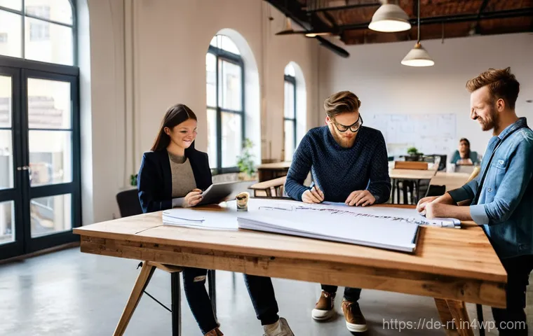 크리에이티브 허브와 창의적 교육의 중요성 - **Prompt:** A vibrant, sunlit co-working space located within a beautifully repurposed historic indu...