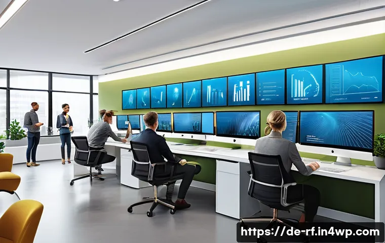 크리에이티브 허브의 마케팅 전략 - A modern creative workspace filled with diverse professionals collaborating enthusiastically, featur...