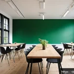 Home 19 크리에이티브 허브의 경제적 가치 분석 - A vibrant creative hub in a rural German town, featuring a spacious, modern co-working space filled ...