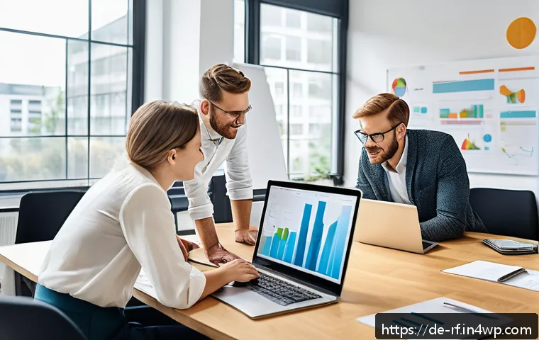 크리에이티브 허브에서의 콘텐츠 마케팅 전략 - A professional German marketing team in a modern office environment, brainstorming content marketing...